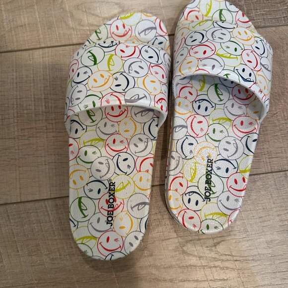 Joe Boxer Womens Slide Sandals Smiley Face Print Size 7 White Multicolor - Picture 5 of 5